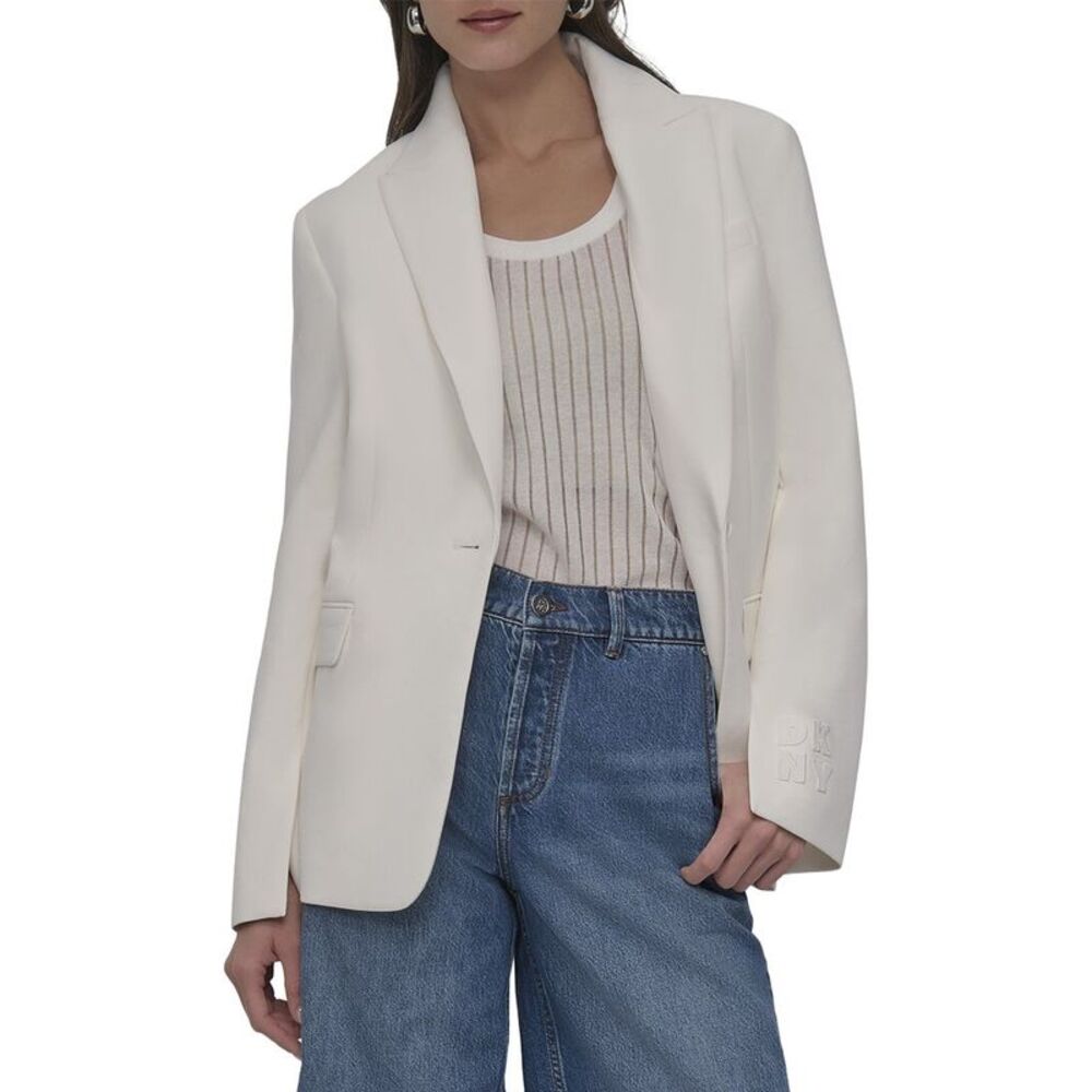 Dkny Womens  Logo Patch Blazer, White
